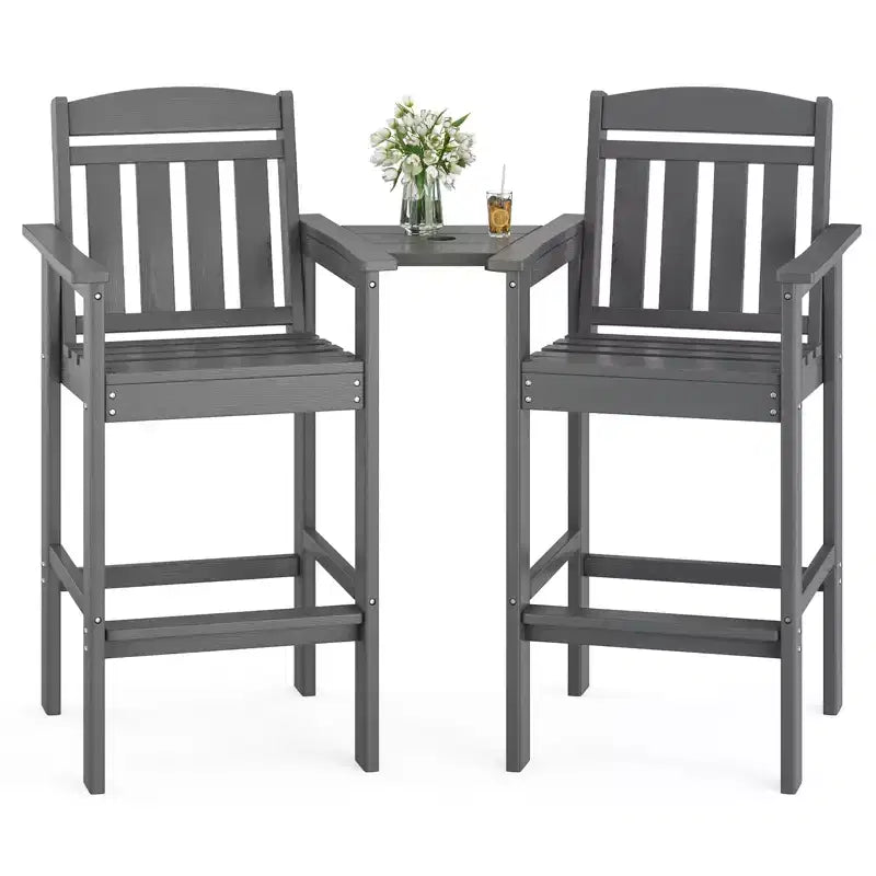 Sgabelli da bar da esterno GDFStudio Laura Tall Adirondack con vassoio (set da 2)