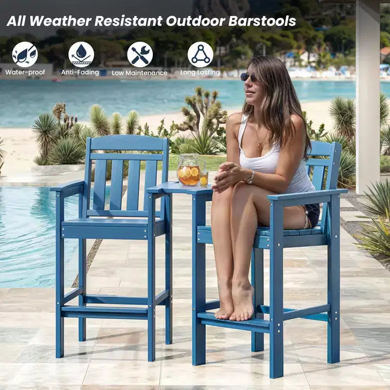 Sgabelli da bar da esterno GDFStudio Laura Tall Adirondack con vassoio (set da 2)