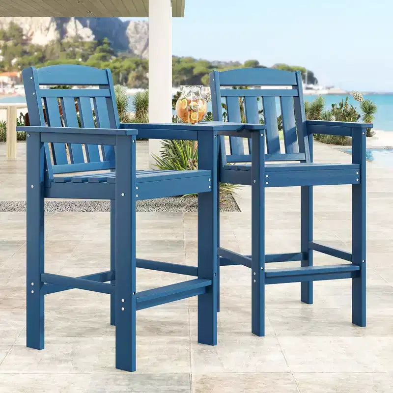 Sgabelli da bar da esterno GDFStudio Laura Tall Adirondack con vassoio (set da 2)