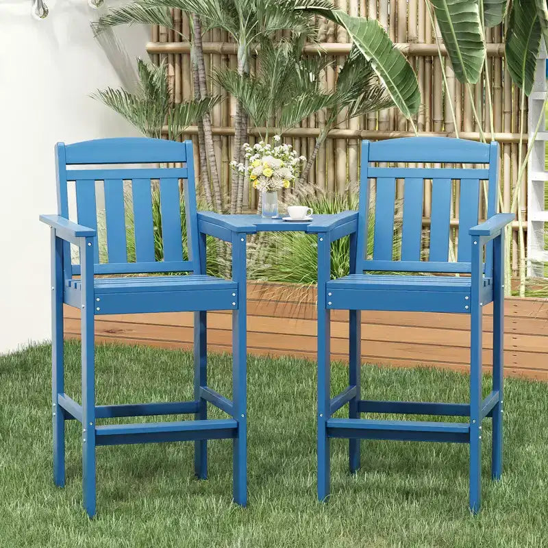 GDFStudio Laura Tall Adirondack Outdoor Bar Stools with Tray (Set of 2)