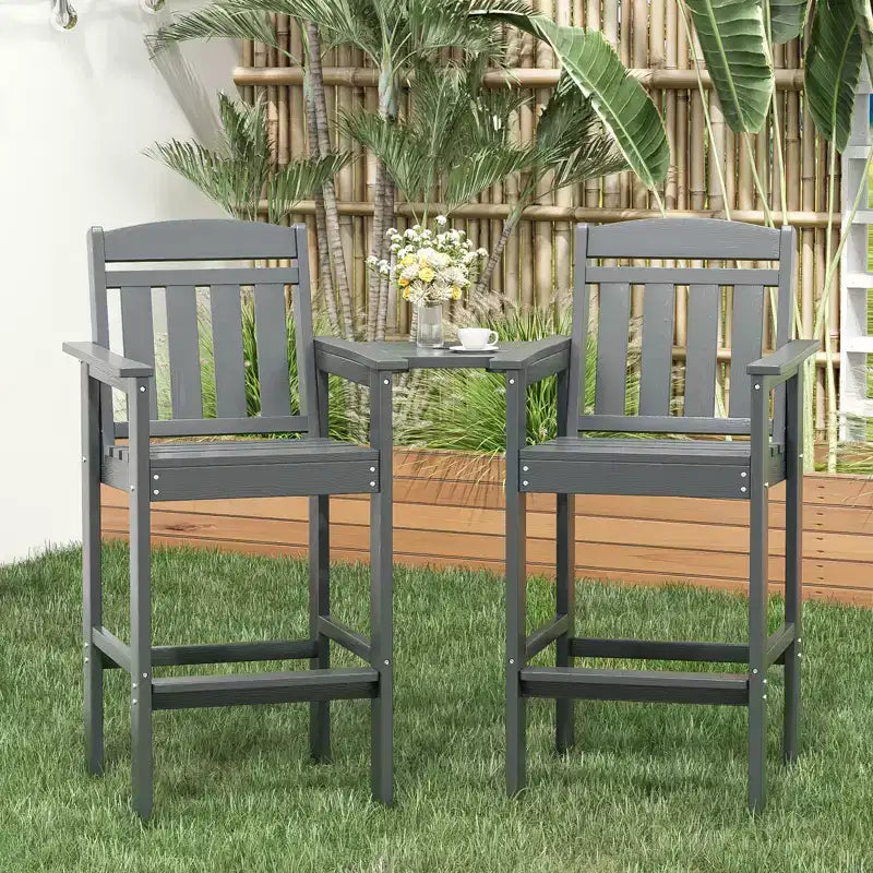 GDFStudio Laura Tabourets de bar extérieurs hauts Adirondack avec plateau (lot de 2)