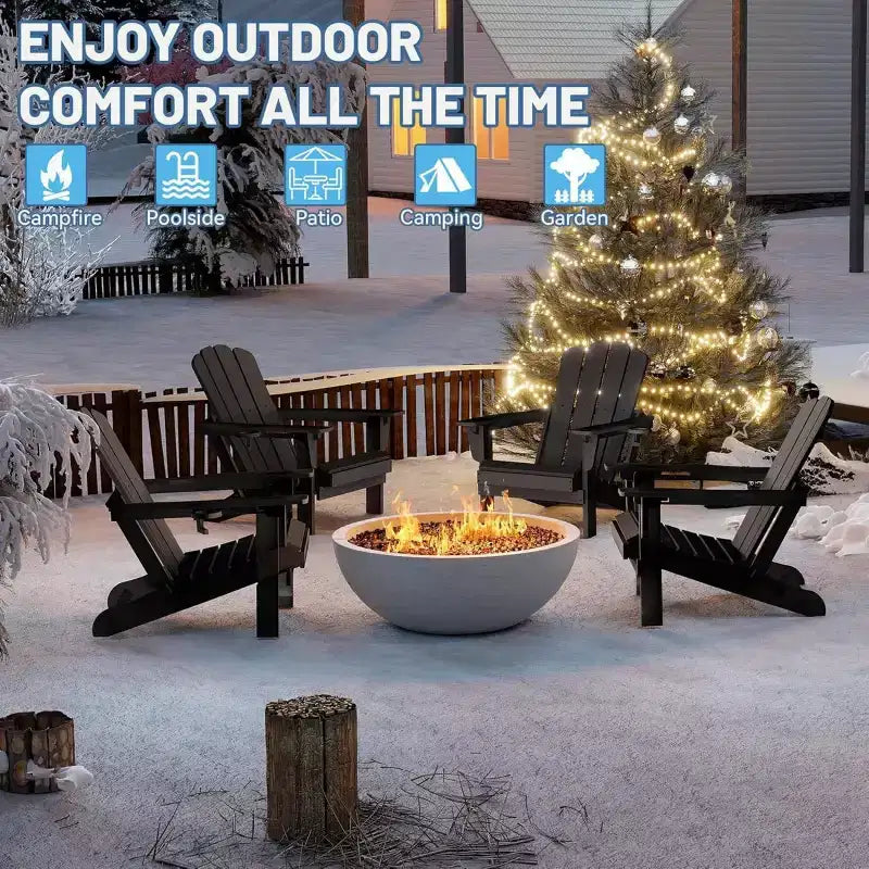 Set di 2 sedie Adirondack con portabicchieri, sedie Adirondack pieghevoli in plastica, sedie da esterno per tutte le stagioni per cortile, a bordo piscina-Panipeachy