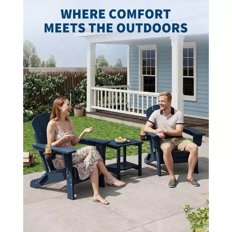 Set di Sedie Pieghevoli Adirondack da Esterno, Sedie Adirondack Resistenti alle Intemperie per Patio, Esterno, Terrazzo, Sedie da Falò