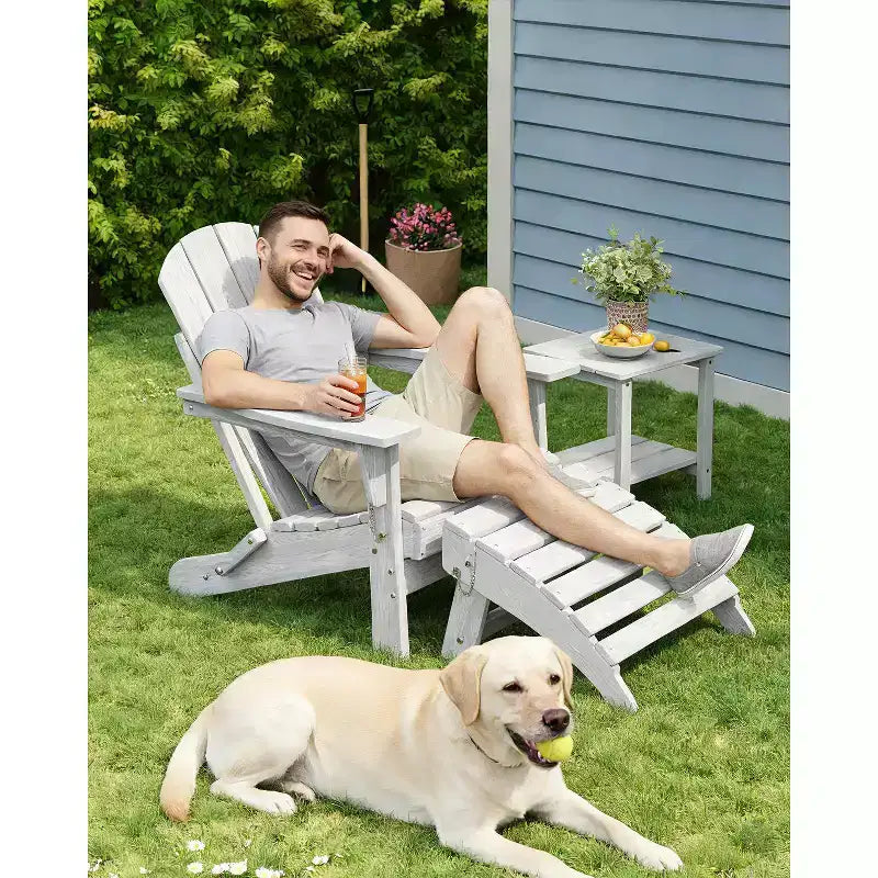 Repose-pieds Adirondack pliant tout temps, pouf extérieur en PEHD, résistant aux intempéries, durable, facile à ranger, compatible avec un fauteuil Adirondack