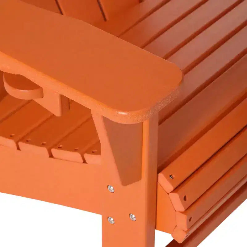 WestinTrends Highland Ensemble de 3 chaises Adirondack orange avec porte-gobelet et table