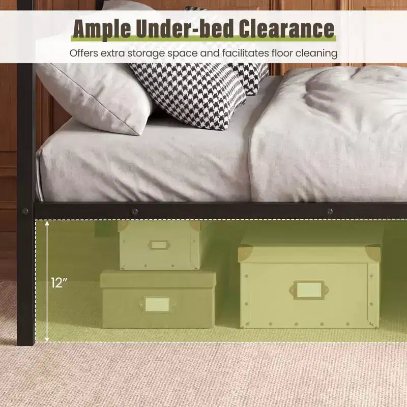 Letto a castello in metallo a una piazza e mezza superiore e inferiore, letto a castello moderno resistente con ringhiera di sicurezza