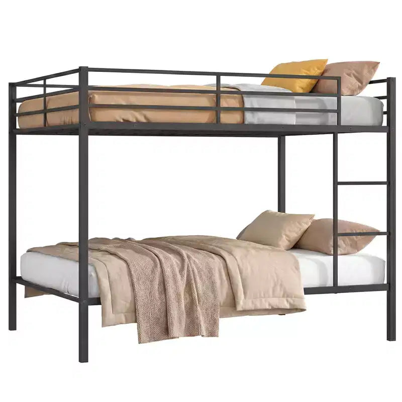 Letto a castello in metallo a una piazza e mezza superiore e inferiore, letto a castello moderno resistente con ringhiera di sicurezza