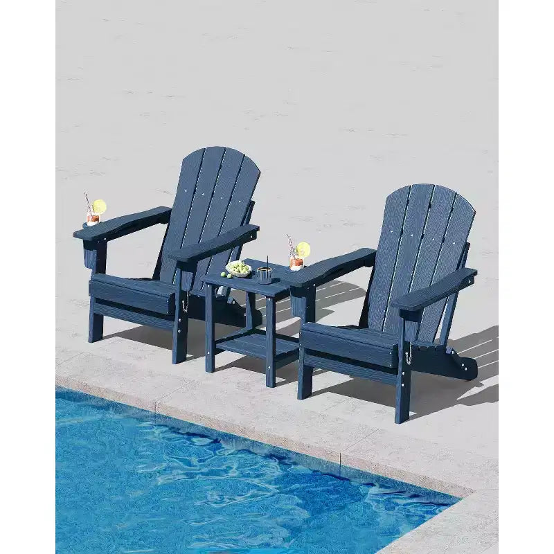 Chaise de patio Adirondack pliable | PEHD résistant aux intempéries, capacité de 172 kg | Pliable et durable avec texture grain de bois | Idéal pour terrasse, pelouse