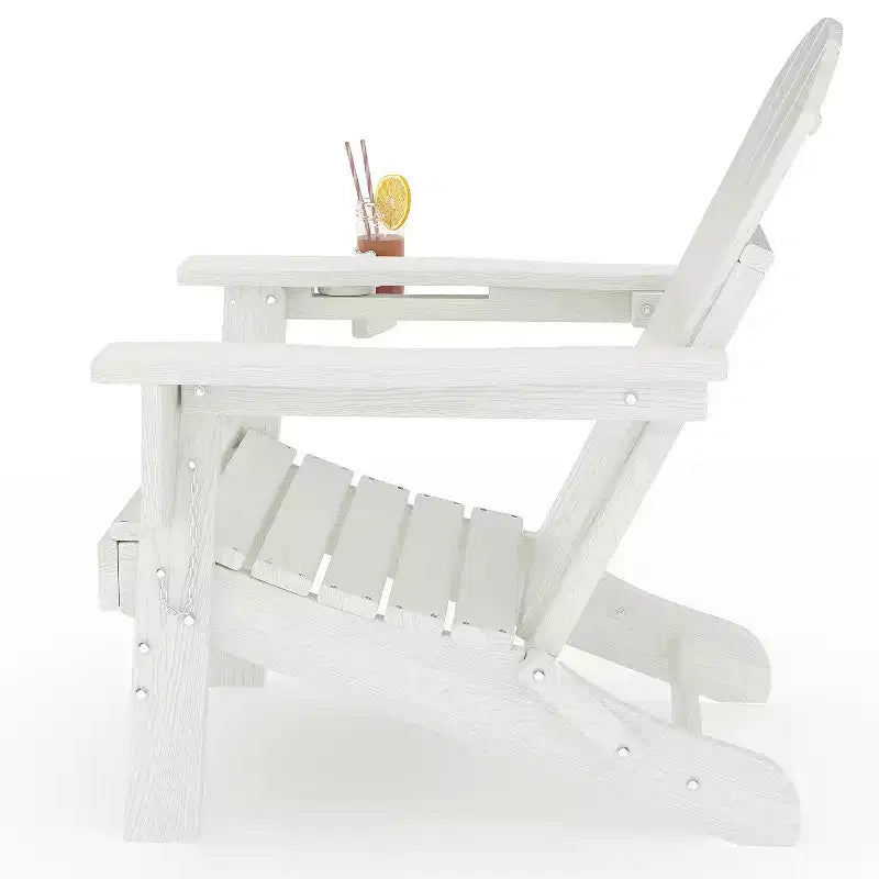 Chaise de patio Adirondack pliable | PEHD résistant aux intempéries, capacité de 172 kg | Pliable et durable avec texture grain de bois | Idéal pour terrasse, pelouse