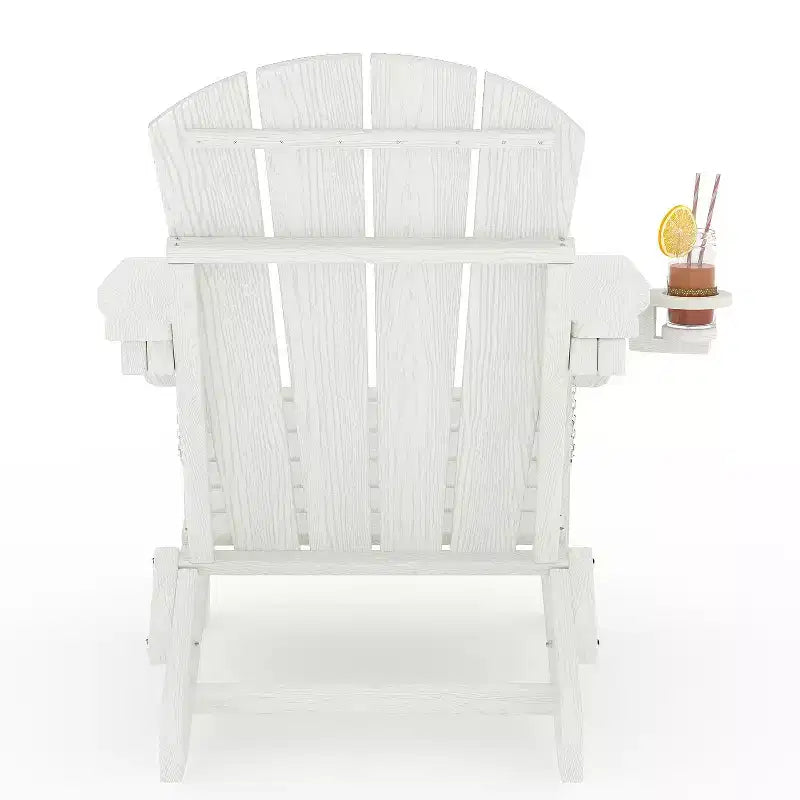 Chaise de patio Adirondack pliable | PEHD résistant aux intempéries, capacité de 172 kg | Pliable et durable avec texture grain de bois | Idéal pour terrasse, pelouse