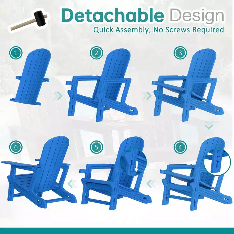 Set di sedie Adirondack Celebalcony con ripiano rimovibile e foro per ombrellone, sedie da esterno in plastica HDPE per tutte le stagioni per patio e piscina