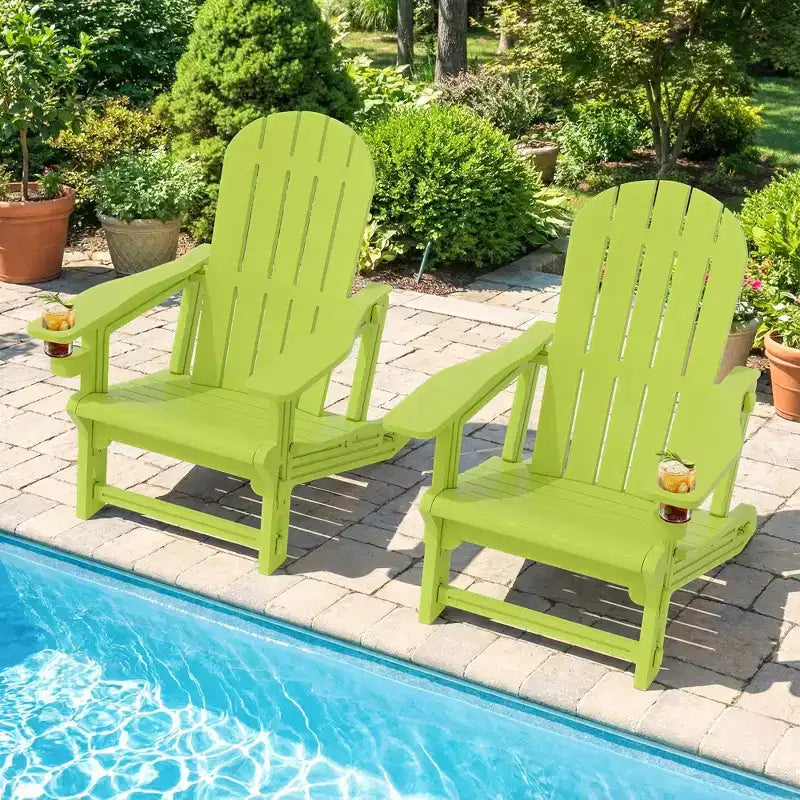 Set di sedie Adirondack Celebalcony con ripiano rimovibile e foro per ombrellone, sedie da esterno in plastica HDPE per tutte le stagioni per patio e piscina
