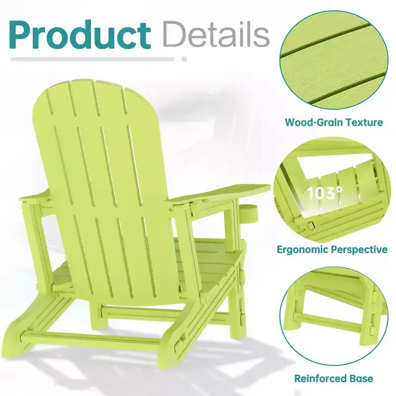 Set di sedie Adirondack Celebalcony con ripiano rimovibile e foro per ombrellone, sedie da esterno in plastica HDPE per tutte le stagioni per patio e piscina