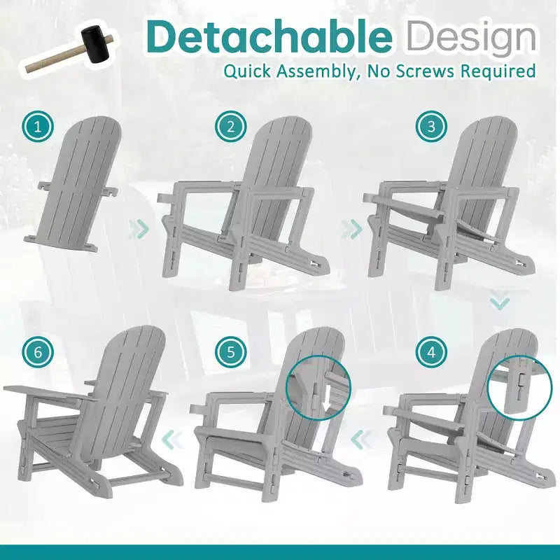 Set di sedie Adirondack Celebalcony con ripiano rimovibile e foro per ombrellone, sedie da esterno in plastica HDPE per tutte le stagioni per patio e piscina