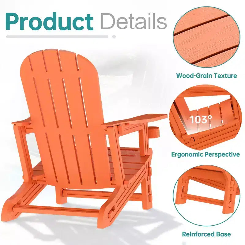 Set di sedie Adirondack Celebalcony con ripiano rimovibile e foro per ombrellone, sedie da esterno in plastica HDPE per tutte le stagioni per patio e piscina