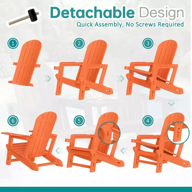 Set di sedie Adirondack Celebalcony con ripiano rimovibile e foro per ombrellone, sedie da esterno in plastica HDPE per tutte le stagioni per patio e piscina