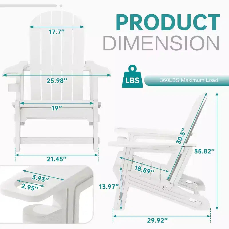 Set di sedie Adirondack Celebalcony con ripiano rimovibile e foro per ombrellone, sedie da esterno in plastica HDPE per tutte le stagioni per patio e piscina