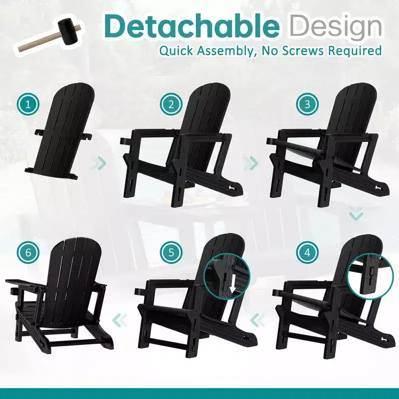 Set di sedie Adirondack Celebalcony con ripiano rimovibile e foro per ombrellone, sedie da esterno in plastica HDPE per tutte le stagioni per patio e piscina