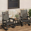 Set di 2 sedie a dondolo in HDPE con 1 tavolino, sedia a dondolo Adirondack con schienale alto, set di mobili resistenti a tutte le condizioni atmosferiche per portico, giardino