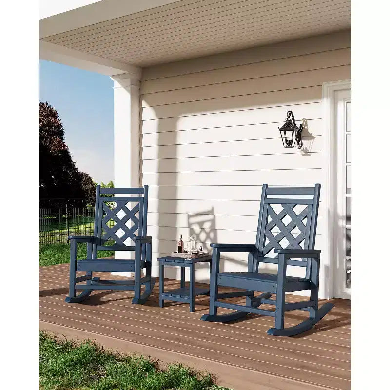 Sedie a dondolo Adirondack da esterno, Sedia a dondolo Adirondack in HDPE per tutte le stagioni, Sedie a dondolo da portico per patio, prato, portico, terrazza