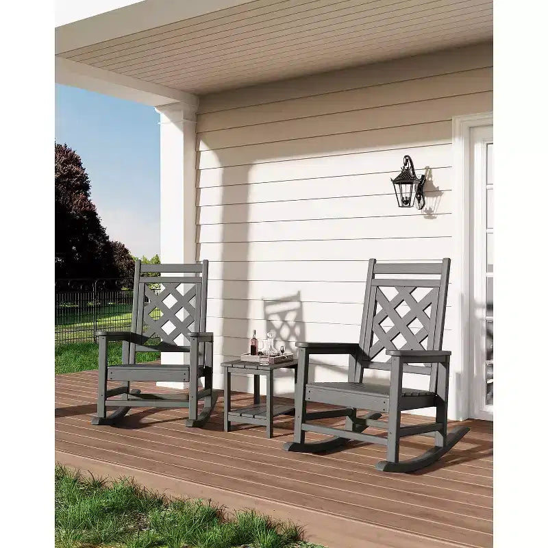 Sedie a dondolo Adirondack da esterno, Sedia a dondolo Adirondack in HDPE per tutte le stagioni, Sedie a dondolo da portico per patio, prato, portico, terrazza