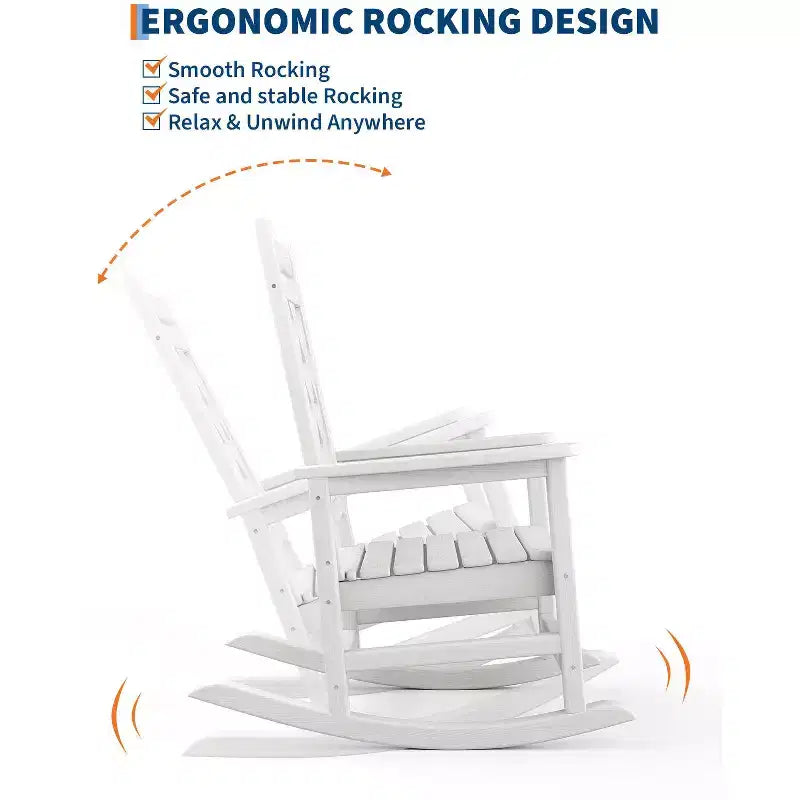 Sedie a dondolo Adirondack da esterno, Sedia a dondolo Adirondack in HDPE per tutte le stagioni, Sedie a dondolo da portico per patio, prato, portico, terrazza