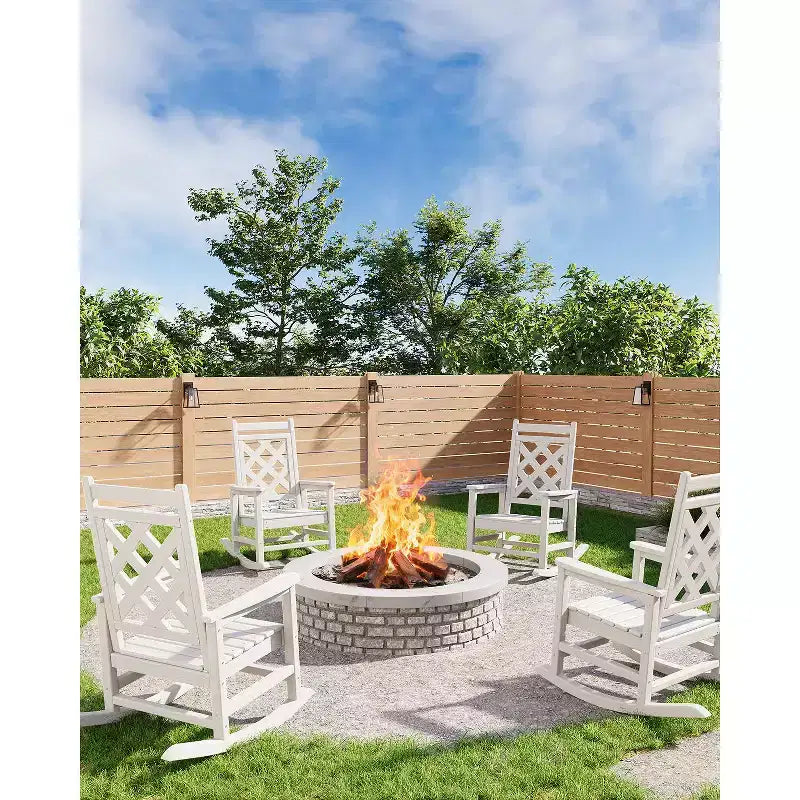 Sedie a dondolo Adirondack da esterno, Sedia a dondolo Adirondack in HDPE per tutte le stagioni, Sedie a dondolo da portico per patio, prato, portico, terrazza