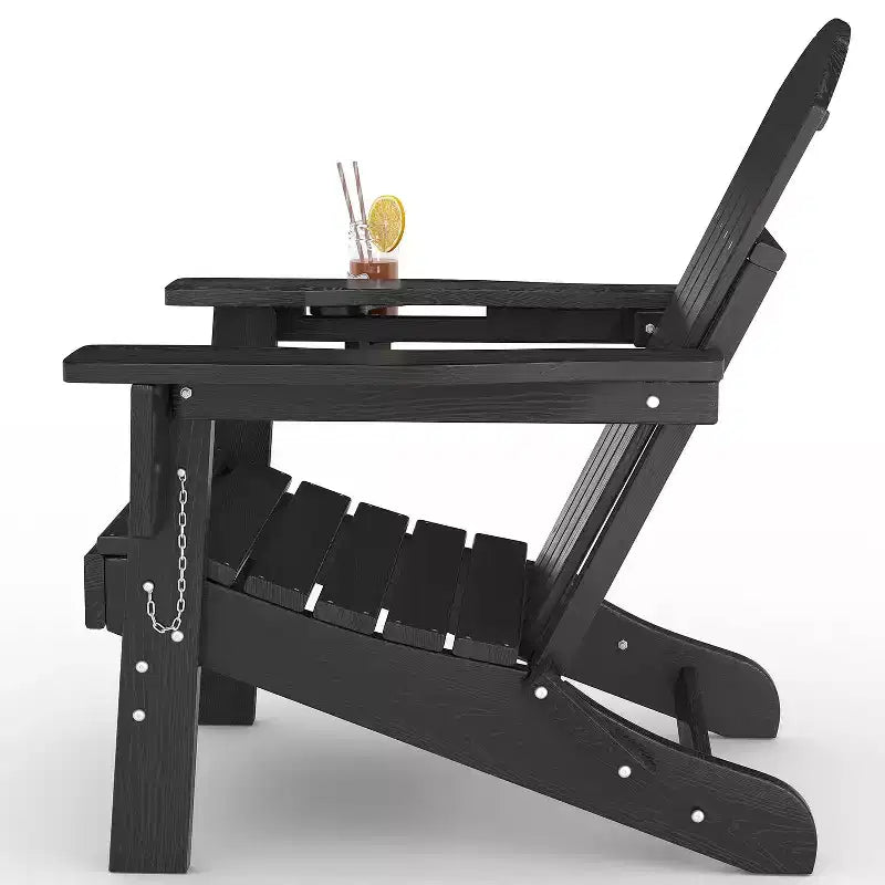 Sedie Adirondack Pieghevoli con Portabicchieri - 61L x 81P x 91A Sedie da Esterno in HDPE Resistenti alle Intemperie per Patio, Terrazzo e Giardino