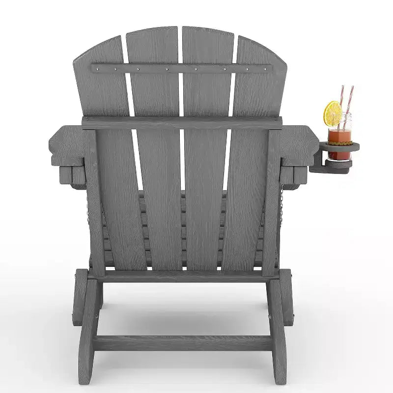 Sedie Adirondack Pieghevoli con Portabicchieri - 61L x 81P x 91A Sedie da Esterno in HDPE Resistenti alle Intemperie per Patio, Terrazzo e Giardino