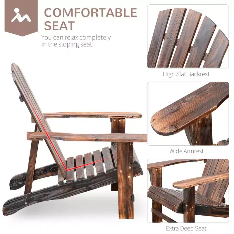 Sedia Adirondack Doppia in Legno, Divanetto da Esterno con Schienale Alto, Braccioli Lisci