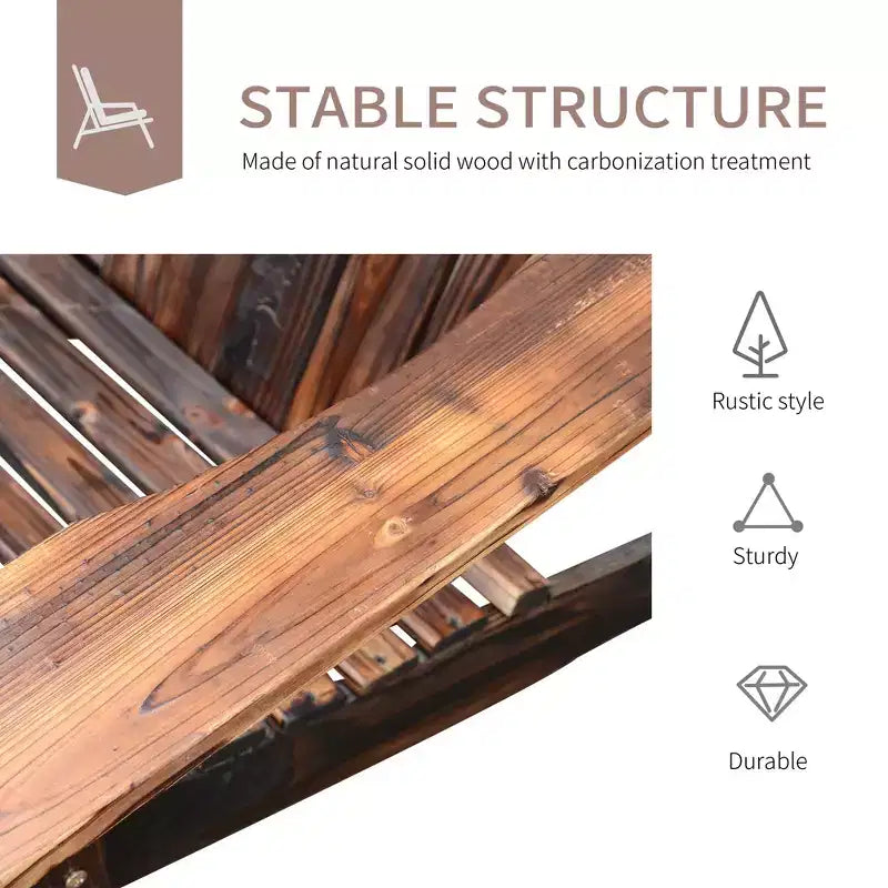 Sedia Adirondack Doppia in Legno, Divanetto da Esterno con Schienale Alto, Braccioli Lisci
