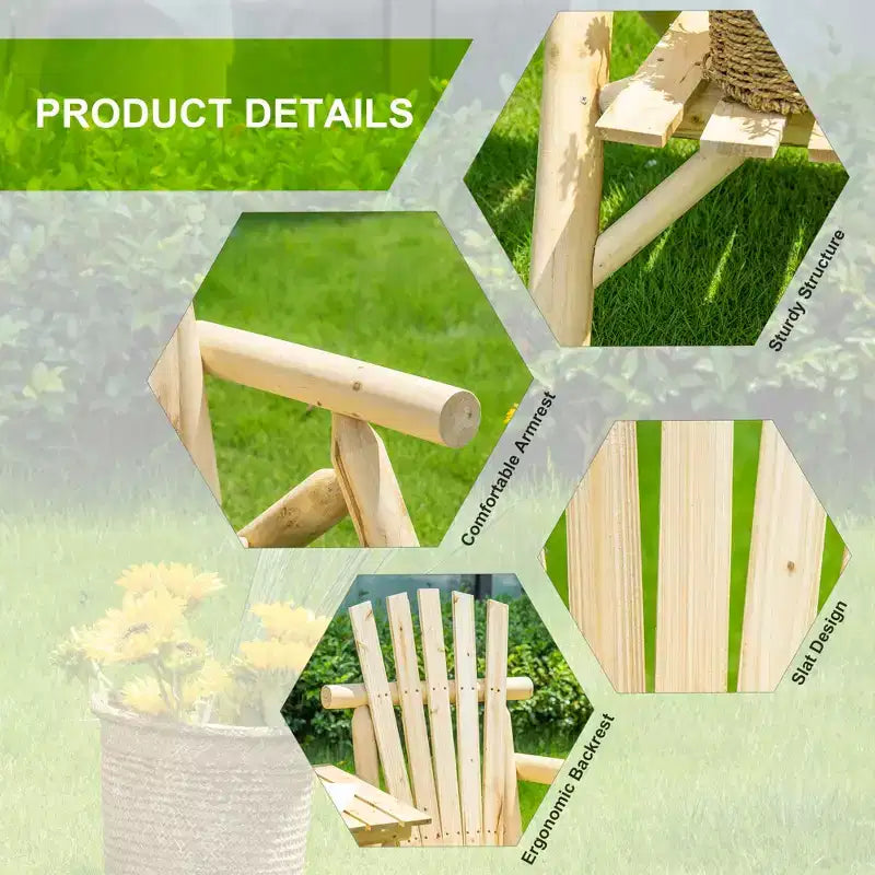 Sedia Adirondack in Legno a 2 Posti, Panca da Giardino con Tavolino, Divanetto da Esterno per Falò per Veranda, Terrazza