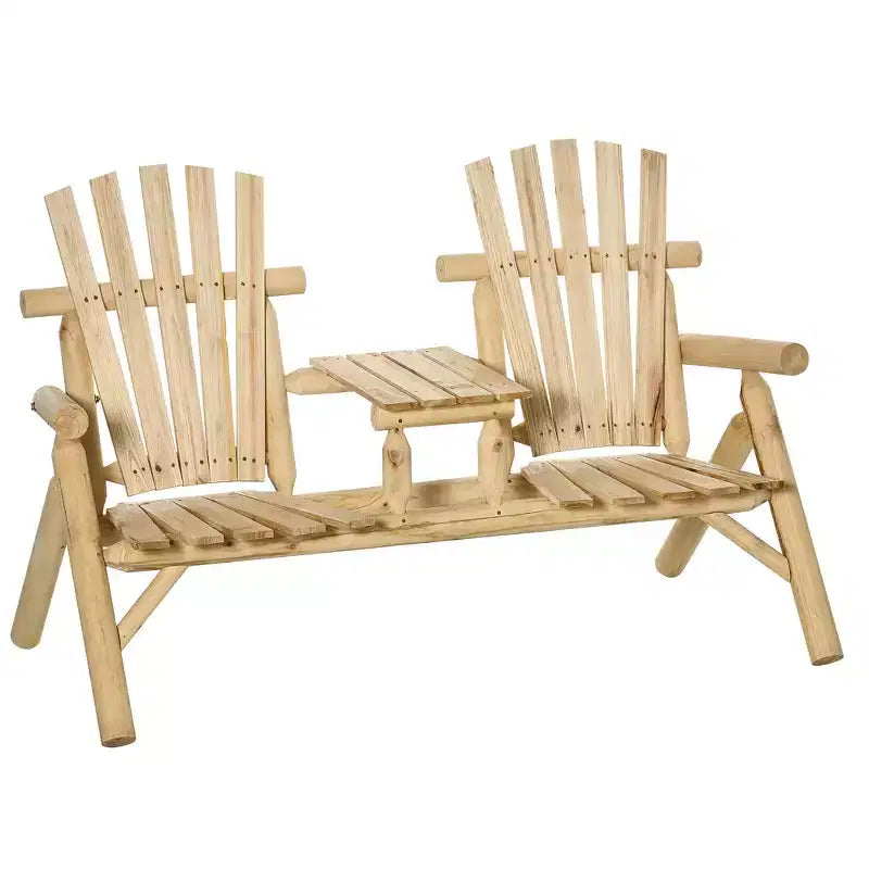 Sedia Adirondack in Legno a 2 Posti, Panca da Giardino con Tavolino, Divanetto da Esterno per Falò per Veranda, Terrazza