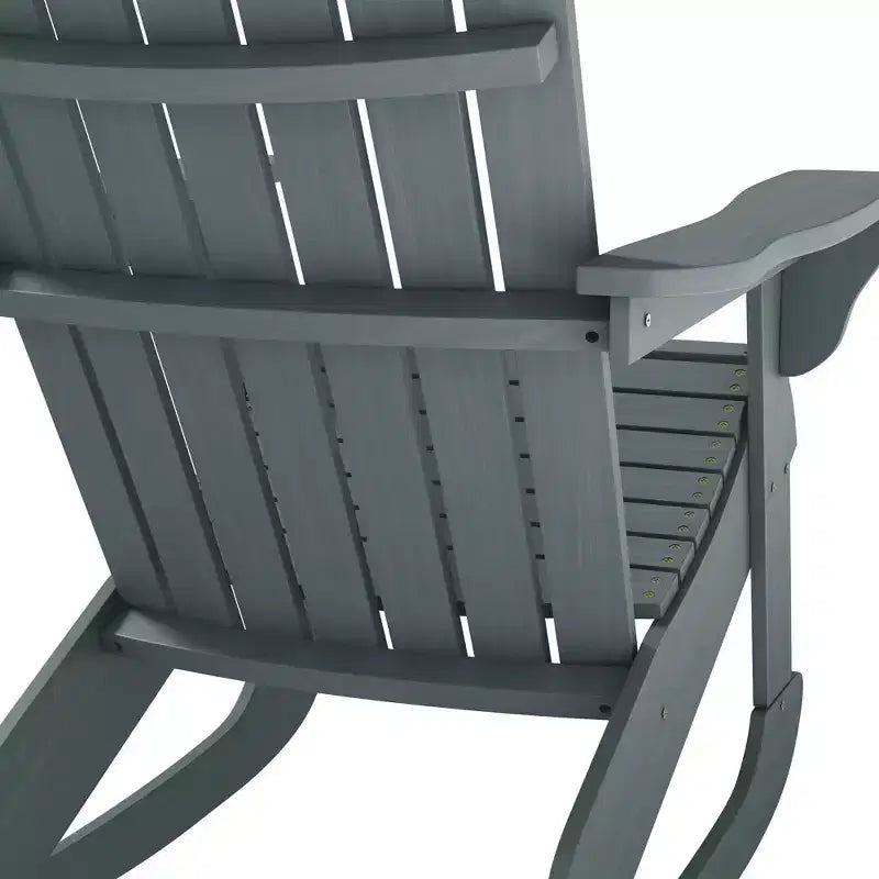 Sedia a Dondolo da Esterno Adirondack in Legno, Seduta per Focolare, con Design a Doghe in Legno e Schienale a Ventaglio