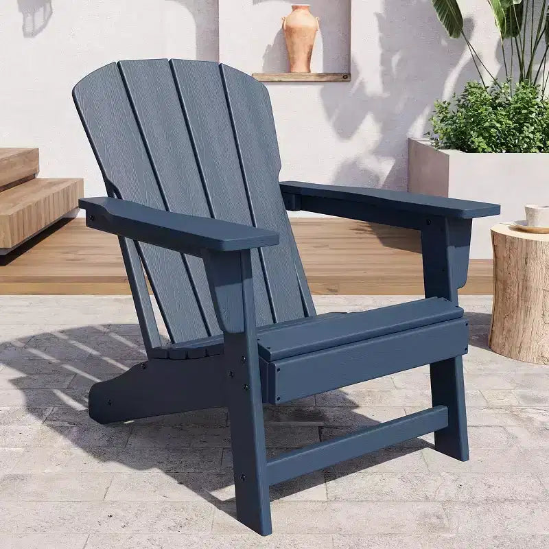 Set di 2 sedie da patio pieghevoli Adirondack in HDPE con tavolino, mobili da esterno per tutte le stagioni per cortile, balcone, piscina, prato, braciere, grigio
