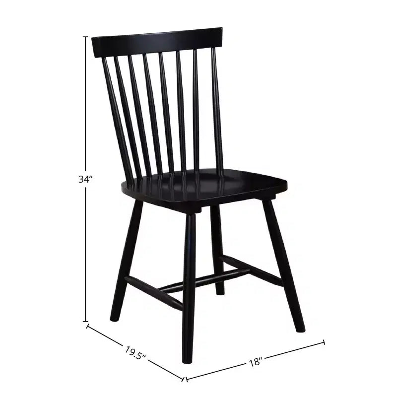 Set of 2 Windsor Chairs, Black