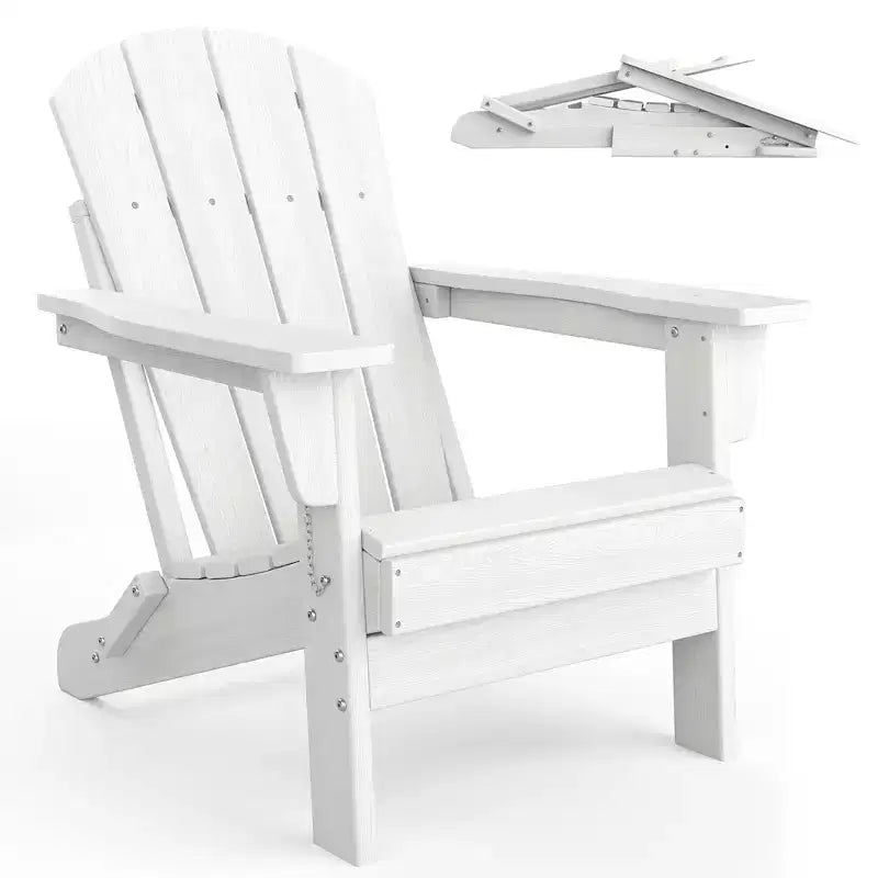 Folding Adirondack Chair for Patio - All-Weather HDPE, Weather Resistant Synthetic Wood-Look, Outdoor Chair for Backyard Garden Fire Pit Poolside
