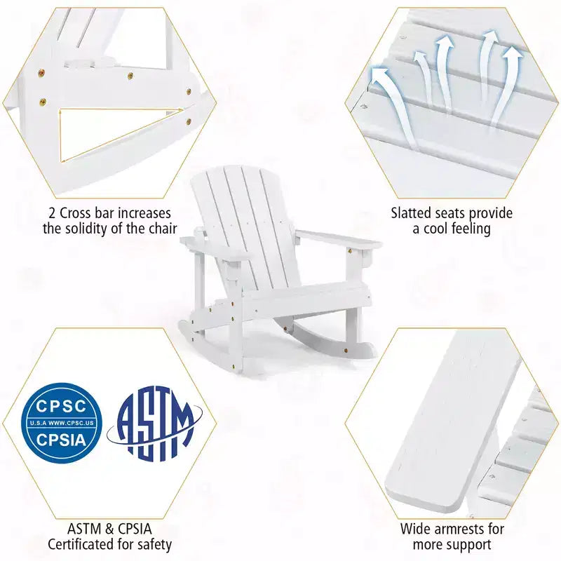 Costway Lot de 2 chaises à bascule Adirondack en bois massif pour enfants, dossier à lattes