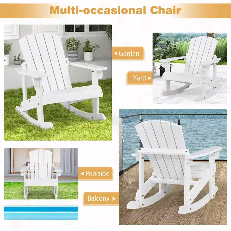 Costway Chaise à bascule Adirondack pour enfant en bois massif avec dossier à lattes