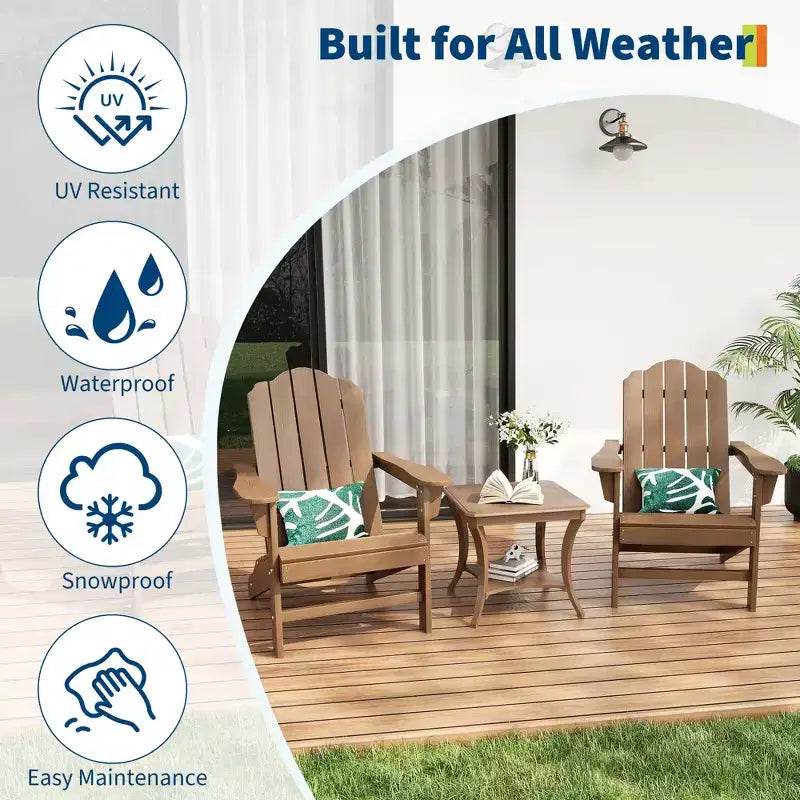 Sedie Adirondack pieghevoli con venature del legno, confezione da 2, sedie da patio da esterno in plastica resistente alle intemperie con portabicchieri e braccioli larghi, ideali per il prato
