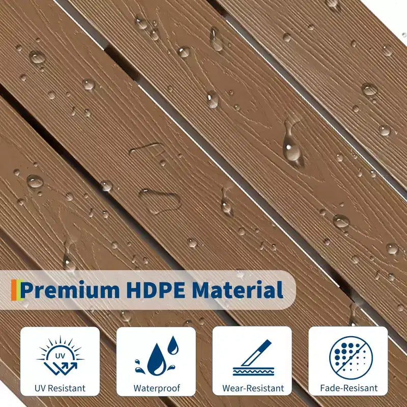 Sedie Adirondack pieghevoli con venature del legno, confezione da 2, sedie da patio da esterno in plastica resistente alle intemperie con portabicchieri e braccioli larghi, ideali per il prato