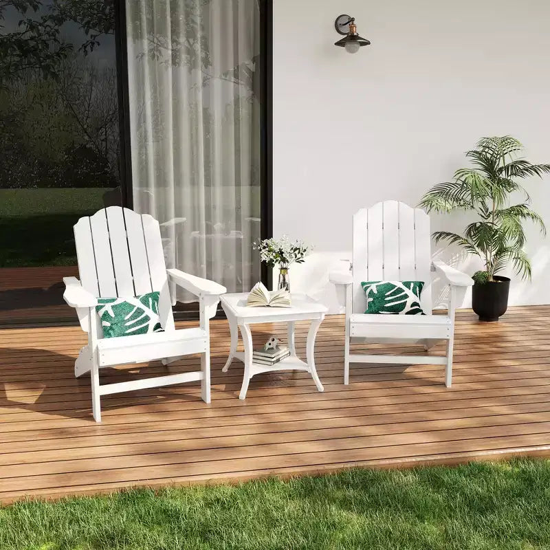 Sedie Adirondack pieghevoli con venature del legno, confezione da 2, sedie da patio da esterno in plastica resistente alle intemperie con portabicchieri e braccioli larghi, ideali per il prato
