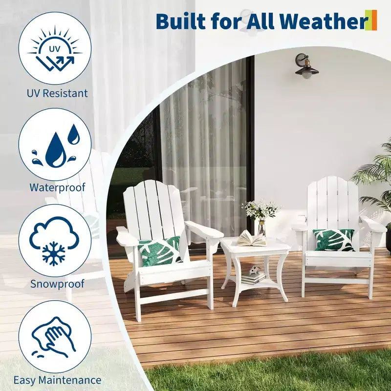 Sedie Adirondack pieghevoli con venature del legno, confezione da 2, sedie da patio da esterno in plastica resistente alle intemperie con portabicchieri e braccioli larghi, ideali per il prato