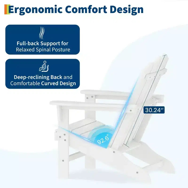 Sedie Adirondack pieghevoli con venature del legno, confezione da 2, sedie da patio da esterno in plastica resistente alle intemperie con portabicchieri e braccioli larghi, ideali per il prato