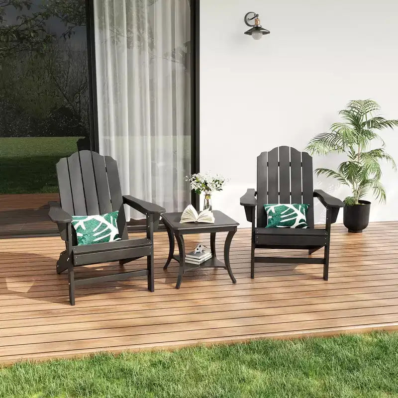 Sedie Adirondack pieghevoli con venature del legno, confezione da 2, sedie da patio da esterno in plastica resistente alle intemperie con portabicchieri e braccioli larghi, ideali per il prato