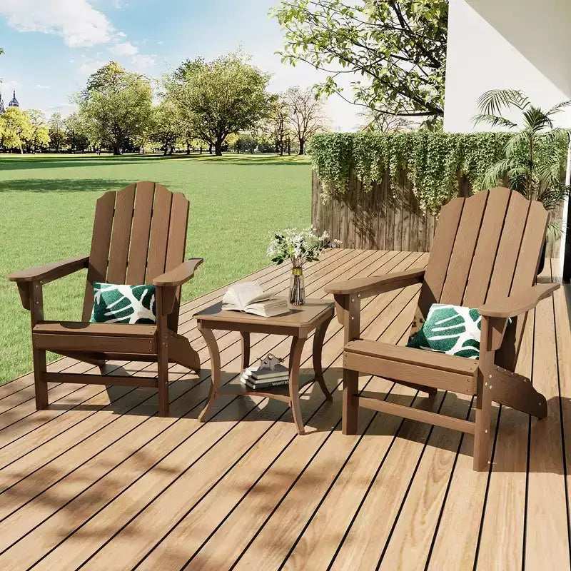 Sedie Adirondack pieghevoli con venature del legno, confezione da 2, sedie da patio da esterno in plastica resistente alle intemperie con portabicchieri e braccioli larghi, ideali per il prato