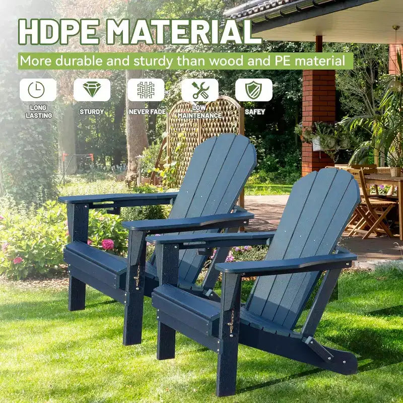 GDFStudio Olin, Sedie Adirondack Pieghevoli da Esterno in HDPE (Set da 2)