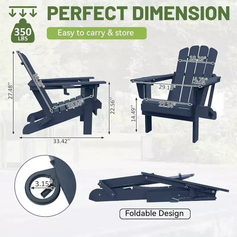 GDFStudio Olin, Sedie Adirondack Pieghevoli da Esterno in HDPE (Set da 2)