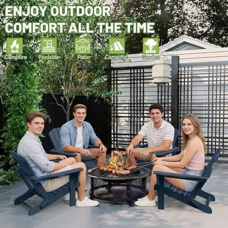 GDFStudio Olin, Sedie Adirondack Pieghevoli da Esterno in HDPE (Set da 2)