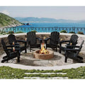 Folding Adirondack Chair Set of 4 with 2 Side Table, HDPE Outdoor Patio Chair with Cup Holder, Wooden Textured for patios, Decks, Gardens, fire Pit
